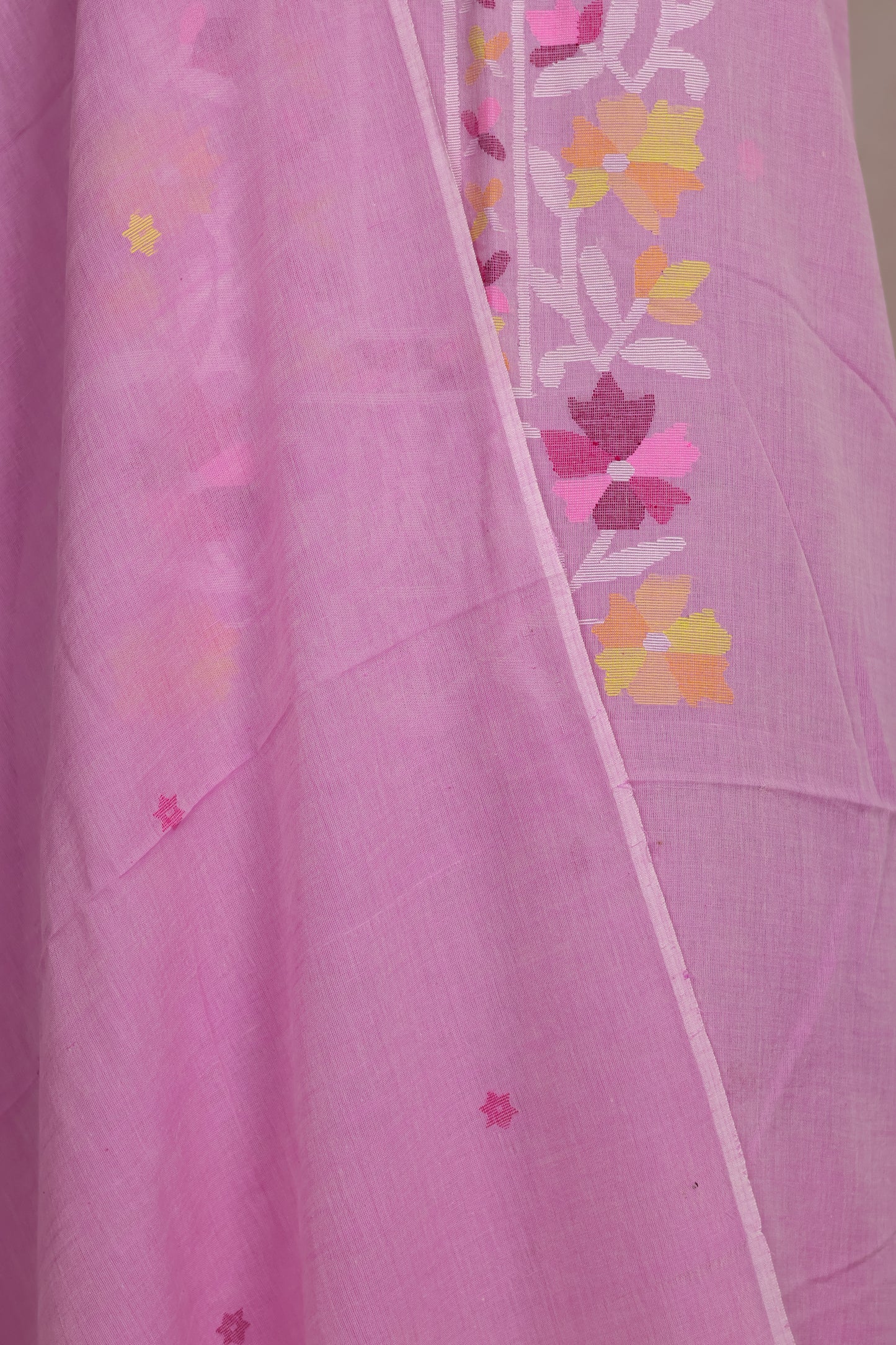 Pastel Pink Handwoven Jamdhani weaving pure Malai cotton 2 piece suit sets | Looms & Tassels