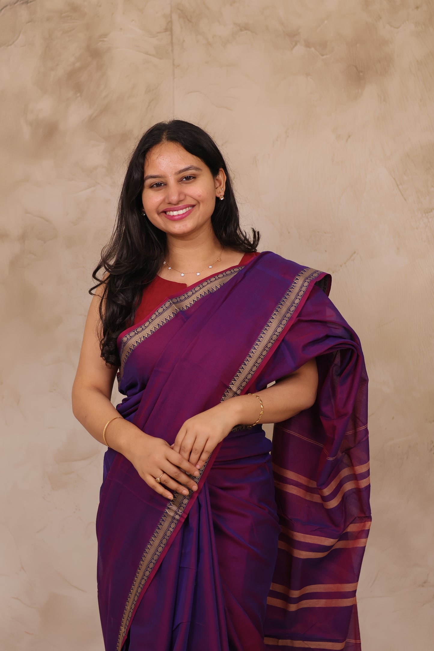 Purple Narayanpet Cotton Saree | Looms & Tassels