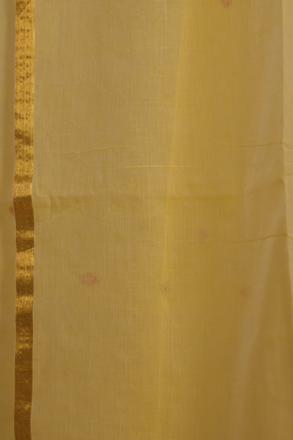 Yellow Pure Handwoven Mercerised Cotton Saree with Mina Jari Butta Weaving