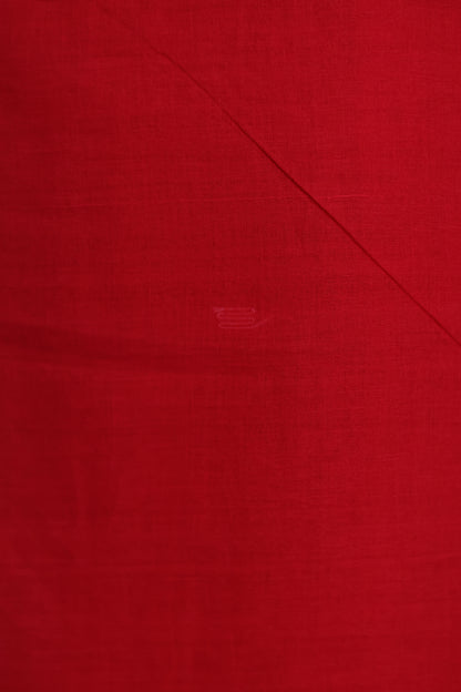 Red Pure Handwoven Malai Cotton Saree with Butta Weaving