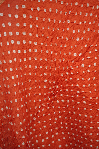 Orange Handcrafted Bandhani Paithani Dola Silk Saree | Looms & Tassels