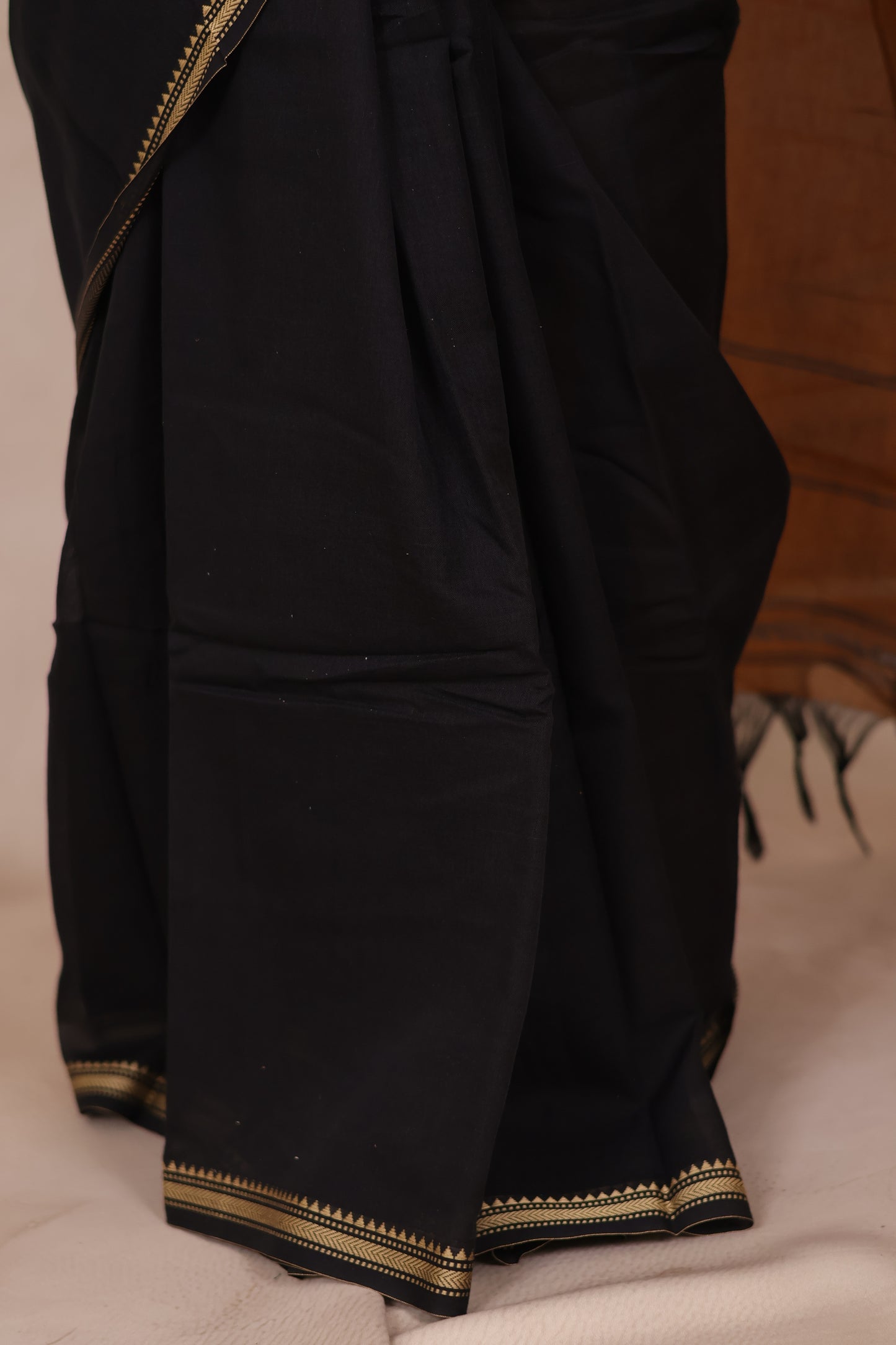 Black Narayanpet Cotton Saree | Looms & Tassels