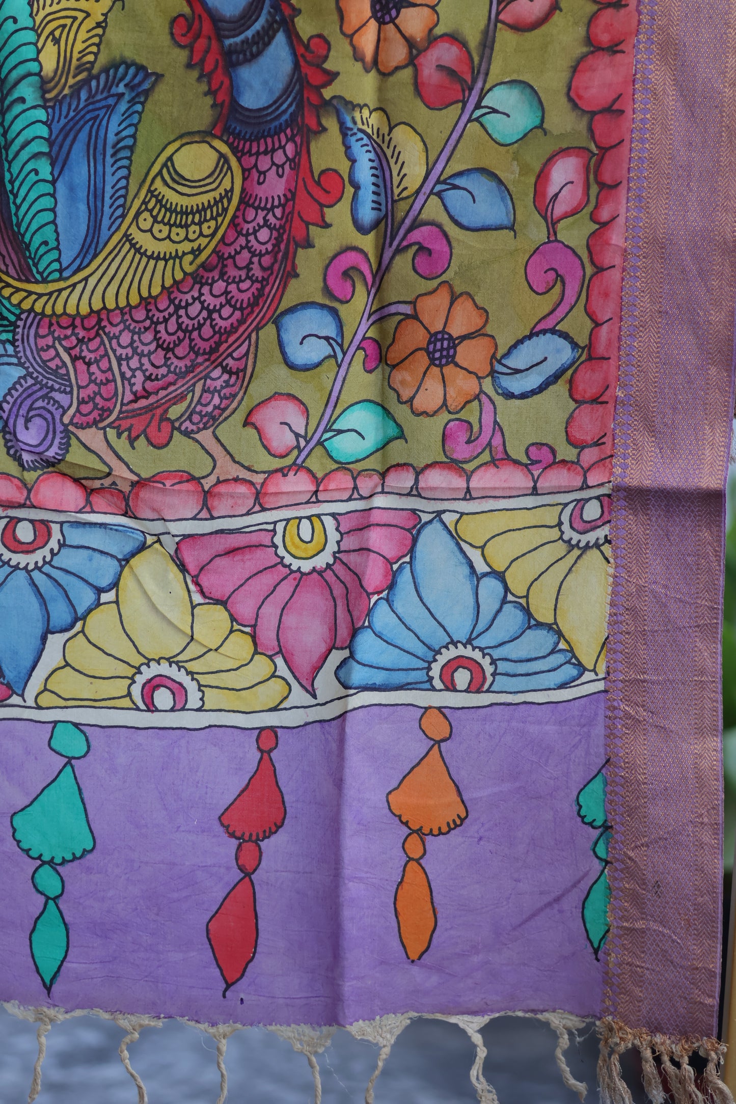 Pen Kalamkari chennur silk duppata