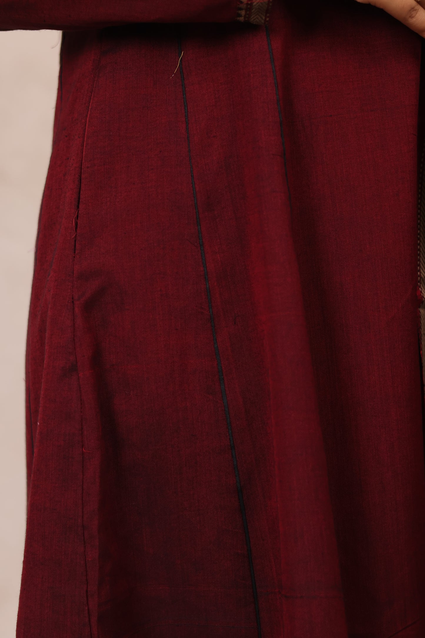 Maroon Narayanpet Cotton Kali Kurta with Narayanpet Dupatta | Looms & Tassels