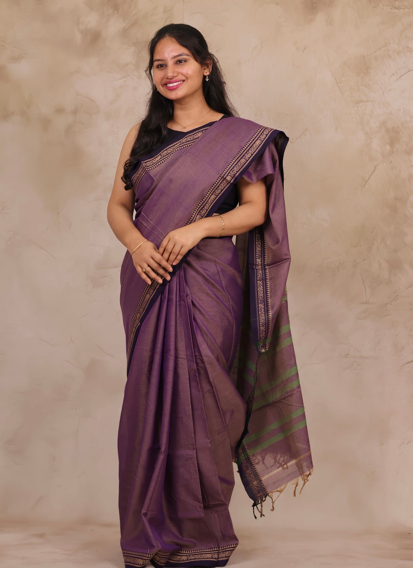 Lavender Narayanpet Cotton Saree | Looms & Tassels