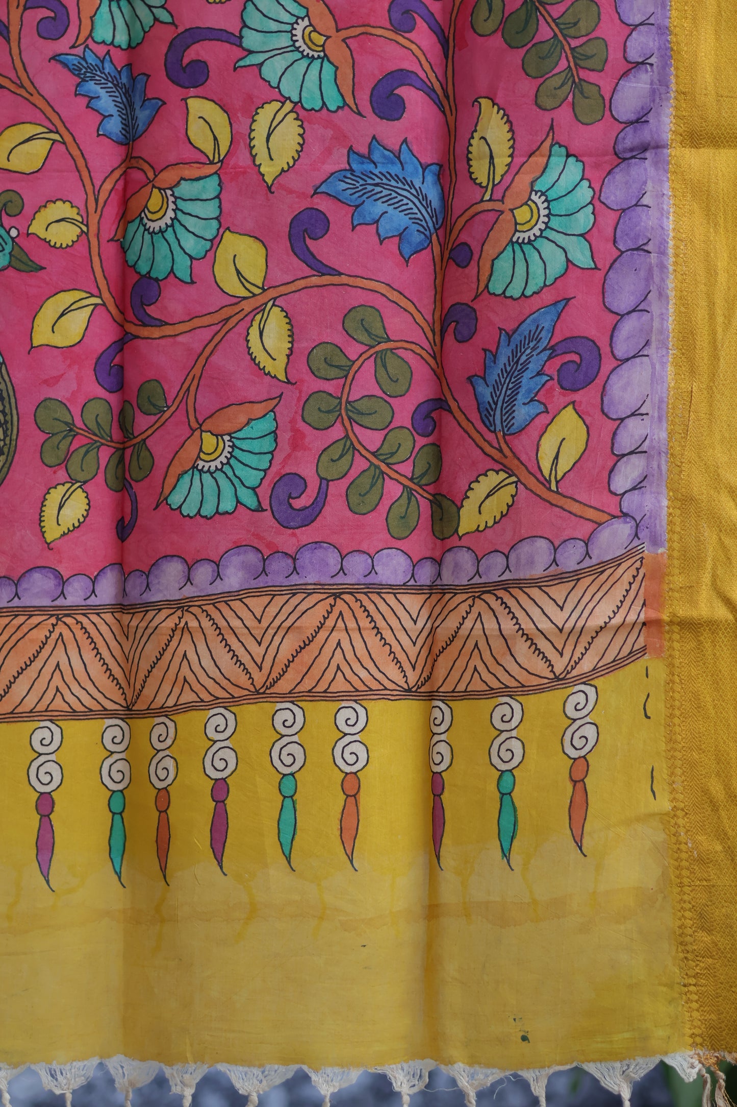Pen Kalamkari chennur silk duppata