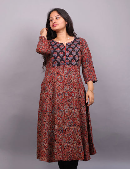 Ajrakh Hand Block printed Aline Kurti