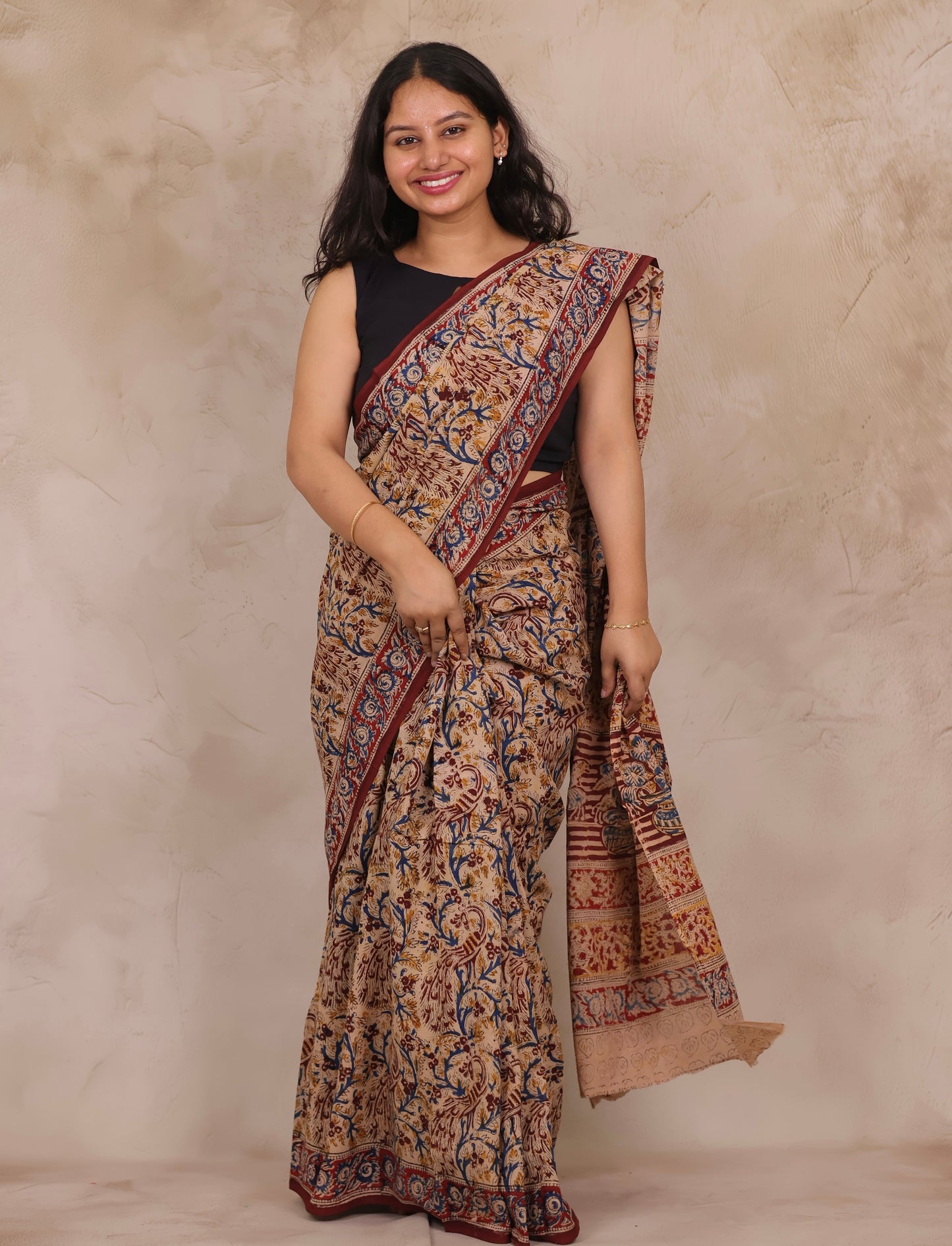Hand Block Printed Kalamkari Cotton Saree