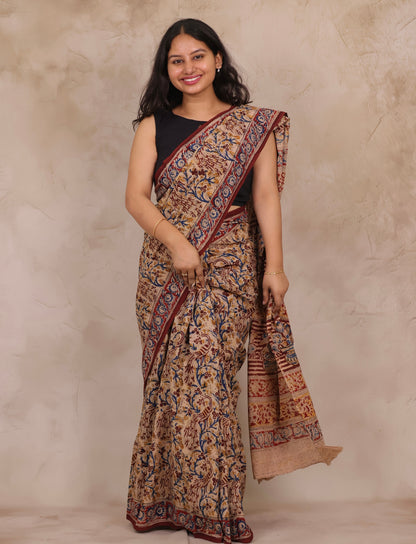 Hand Block Printed Kalamkari Cotton Saree