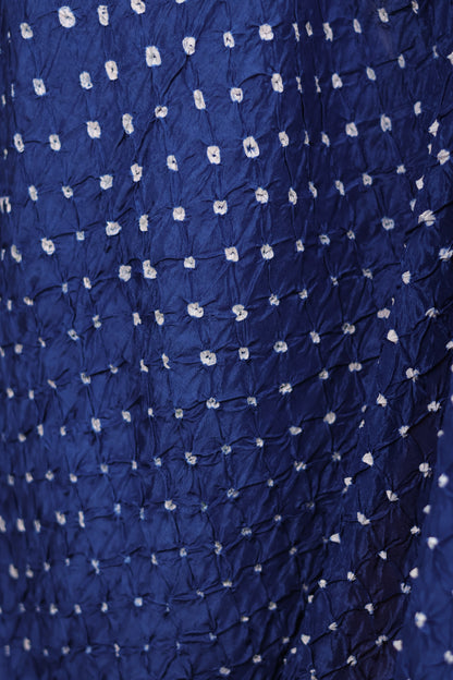 Blue Handcrafted Bandhani Paithani Dola Silk Saree | Looms & Tassels