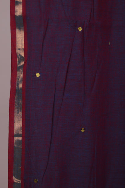 Dual Tone Pure Handwoven Malai Cotton Saree with Sequence Work