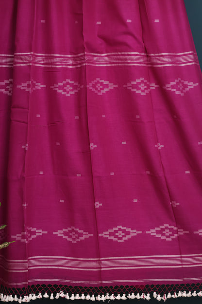 Pure Handwoven Malai Cotton Saree with Butta Weaving