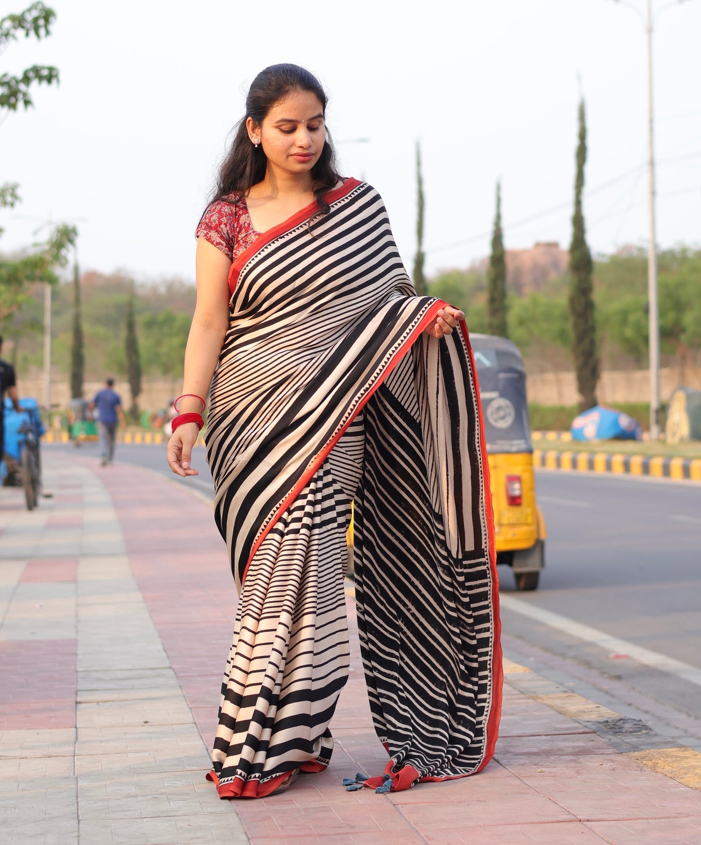Ajrakh Modal Silk Saree