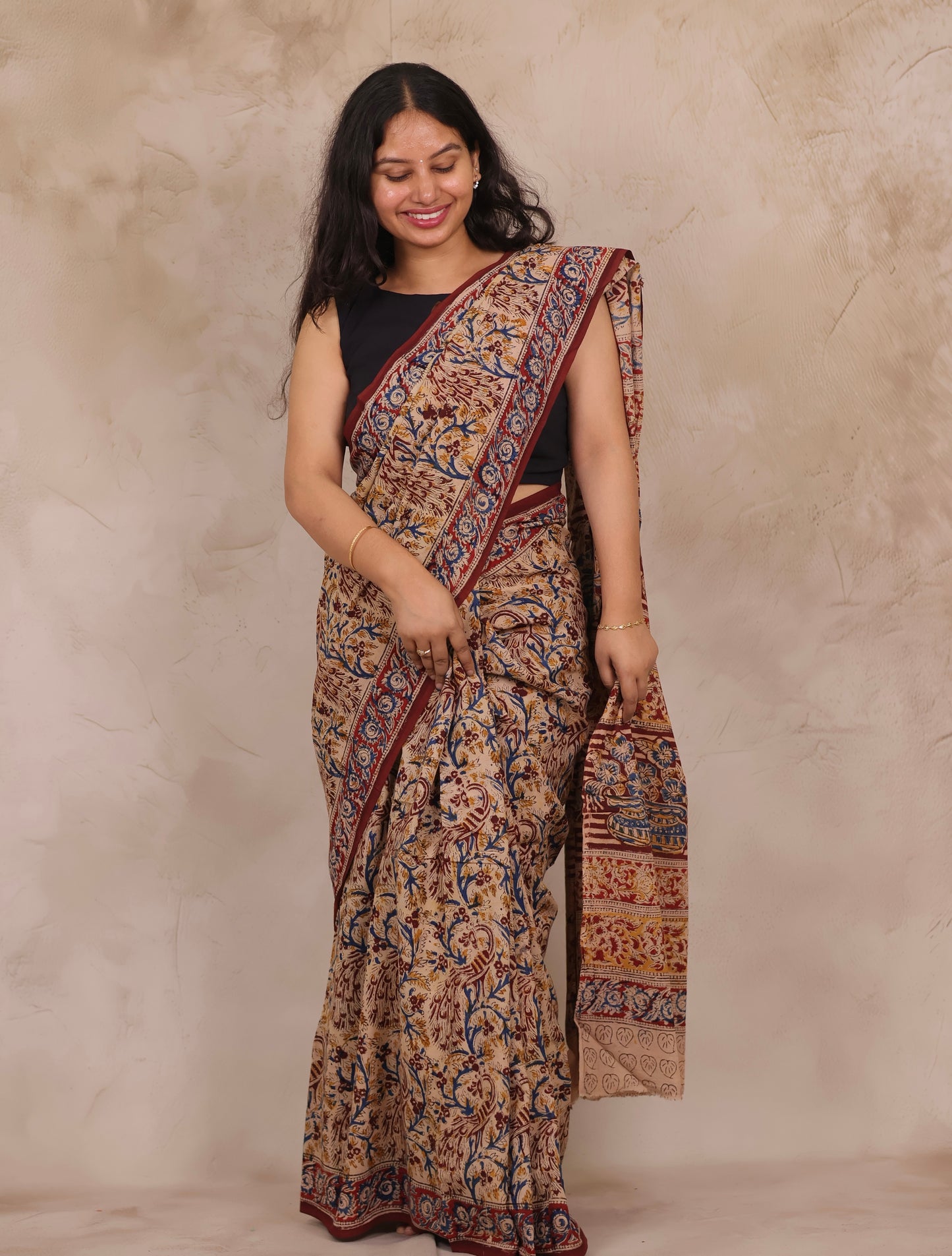 Hand Block Printed Kalamkari Cotton Saree