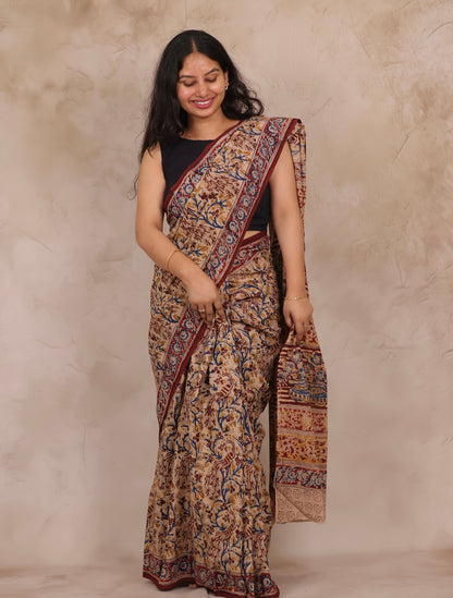 Hand Block Printed Kalamkari Cotton Saree