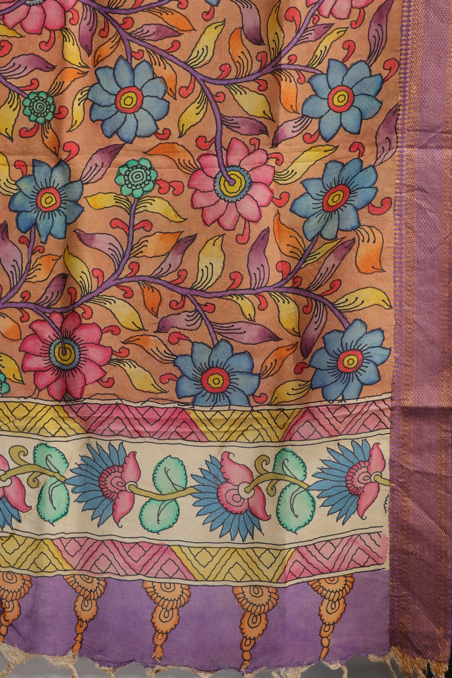 Pen Kalamkari chennur silk duppata