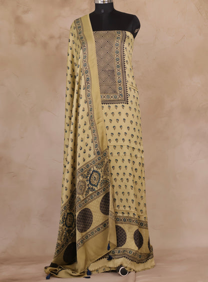 Ajrakh Handblock Printed Modal Silk 2 Piece Suit Set | Looms & Tassels