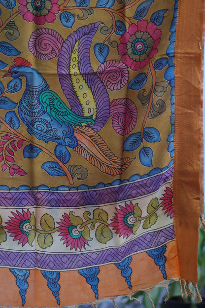 Pen Kalamkari chennur silk duppata