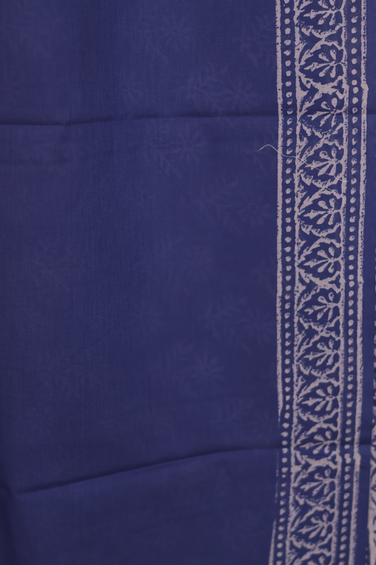 Blue Bagru Handblock printed MulMul cotton saree