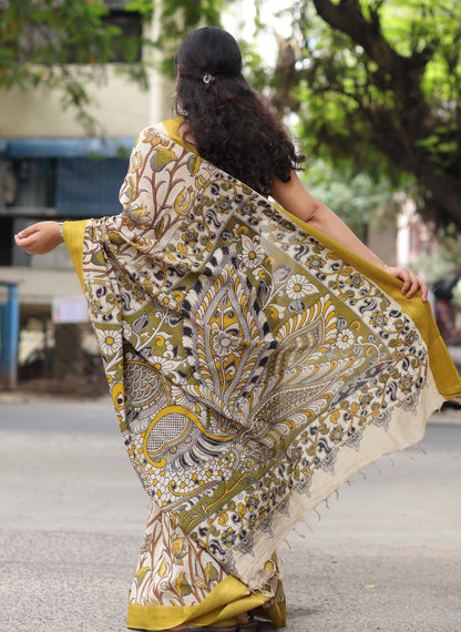 Nizam Border Kalamkari Silk Sare