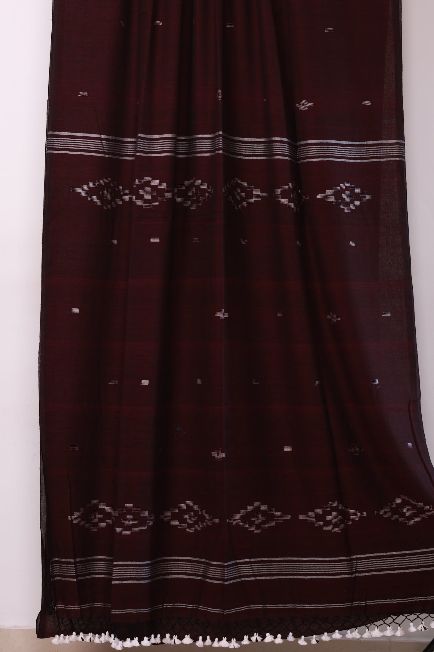 Pure Handwoven Malai Cotton Saree with Butta Weaving