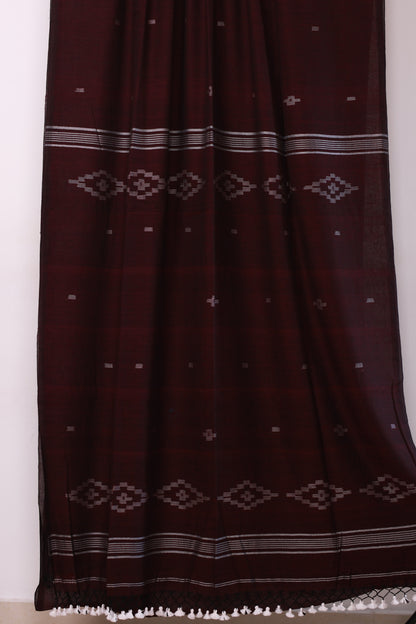 Pure Handwoven Malai Cotton Saree with Butta Weaving