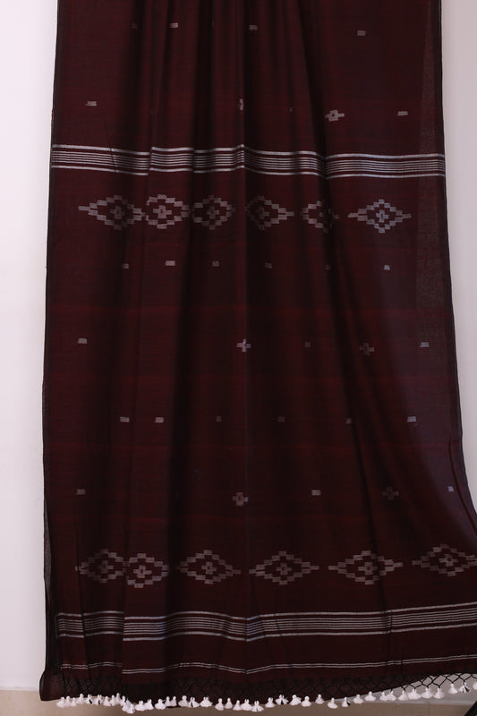 Pure Handwoven Malai Cotton Saree with Butta Weaving