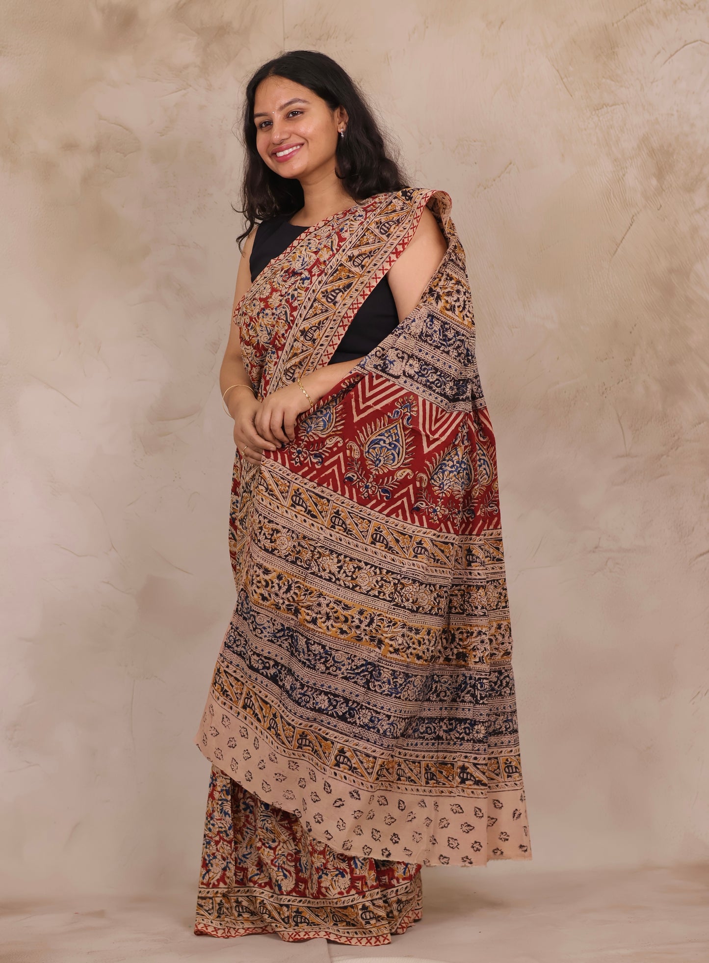 Hand Block Printed Kalamkari Cotton Saree