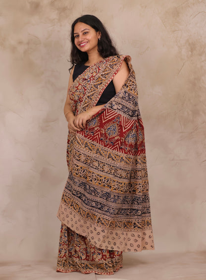 Hand Block Printed Kalamkari Cotton Saree