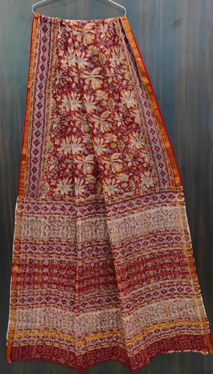 Bagru Hand block printed Kota Doriya Saree
