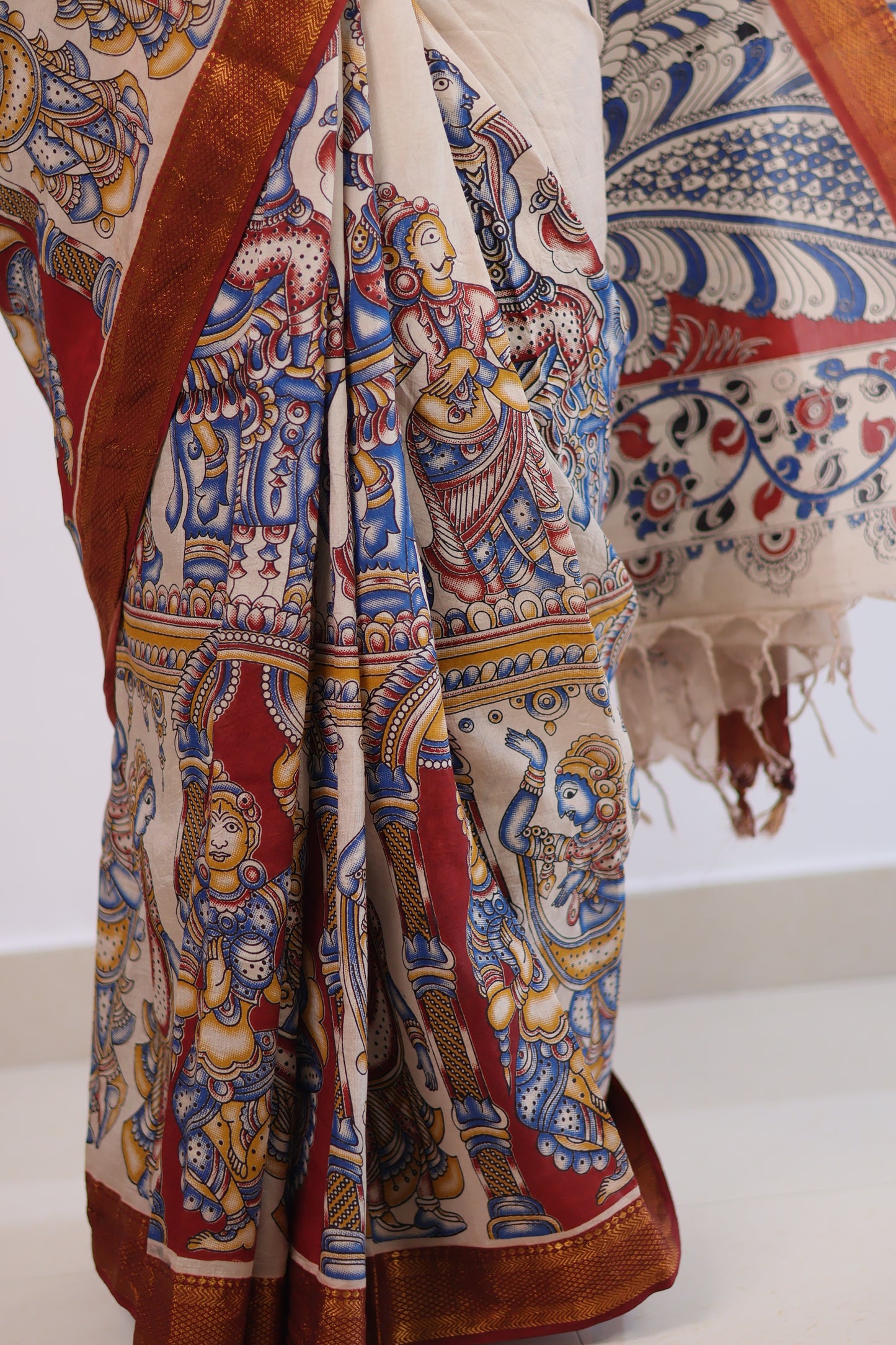 Nizam Border Kalamkari Silk Saree
