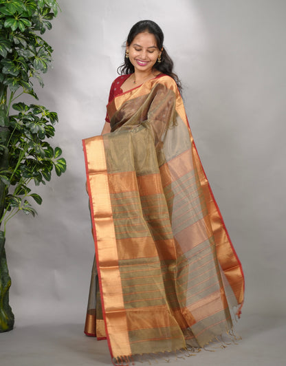 Checks Handloom Maheswari Tissue Silk Cotton Sarees | Looms & Tassels
