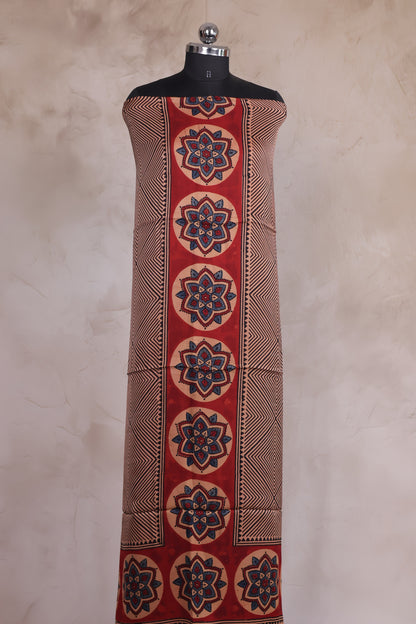 Contemporary Ajrakh Handblock Printed Modal Silk 2 Piece Suit Set | Looms & Tassels