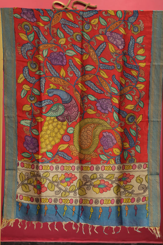 Pen Kalamkari chennur silk duppata