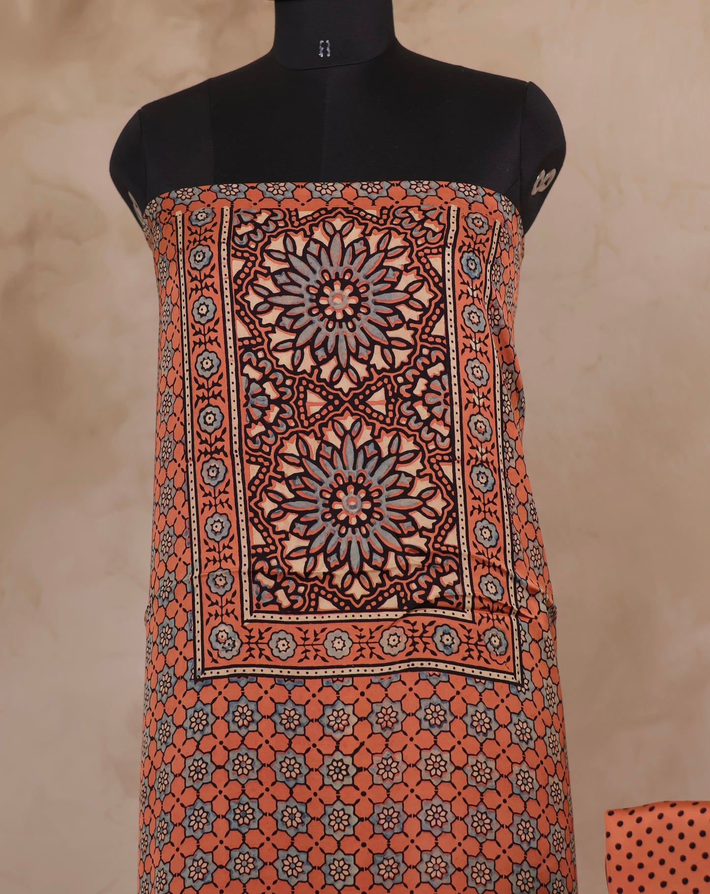 Brown Ajrakh Hand Block Printed Natural Dyed Modal Silk 2 Piece Suit Set | Looms & Tassels