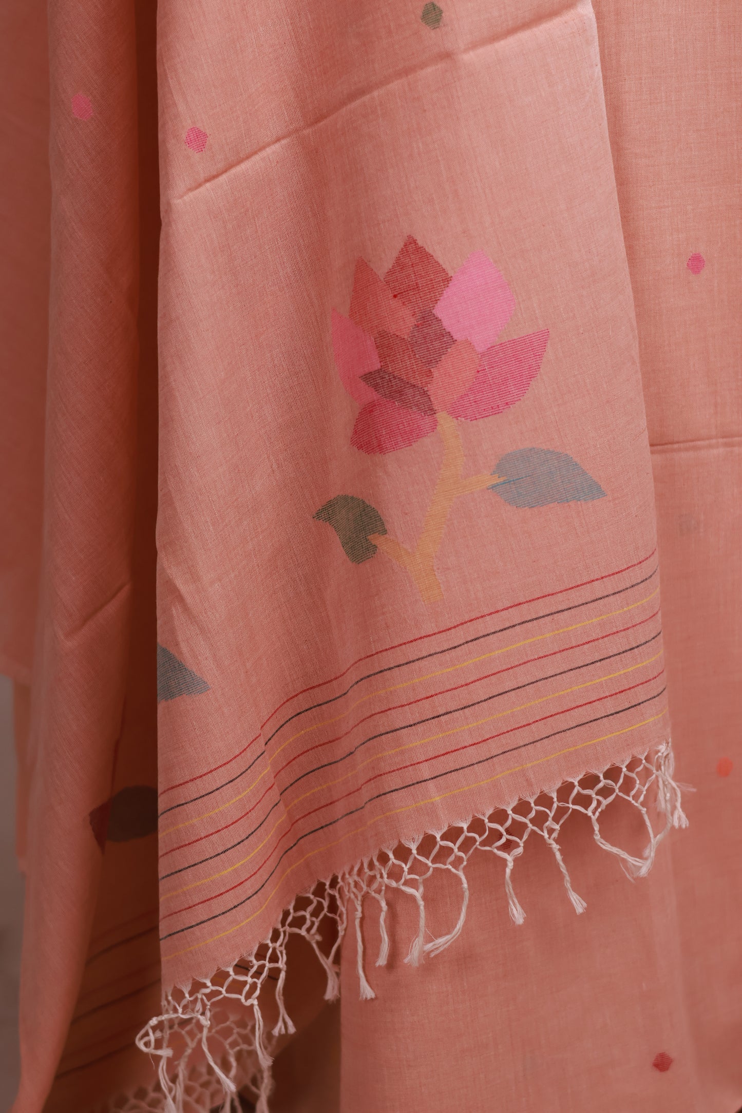 Handwoven Jamdhani weaving pure Malai cotton 2 piece suit sets | Looms & Tassels