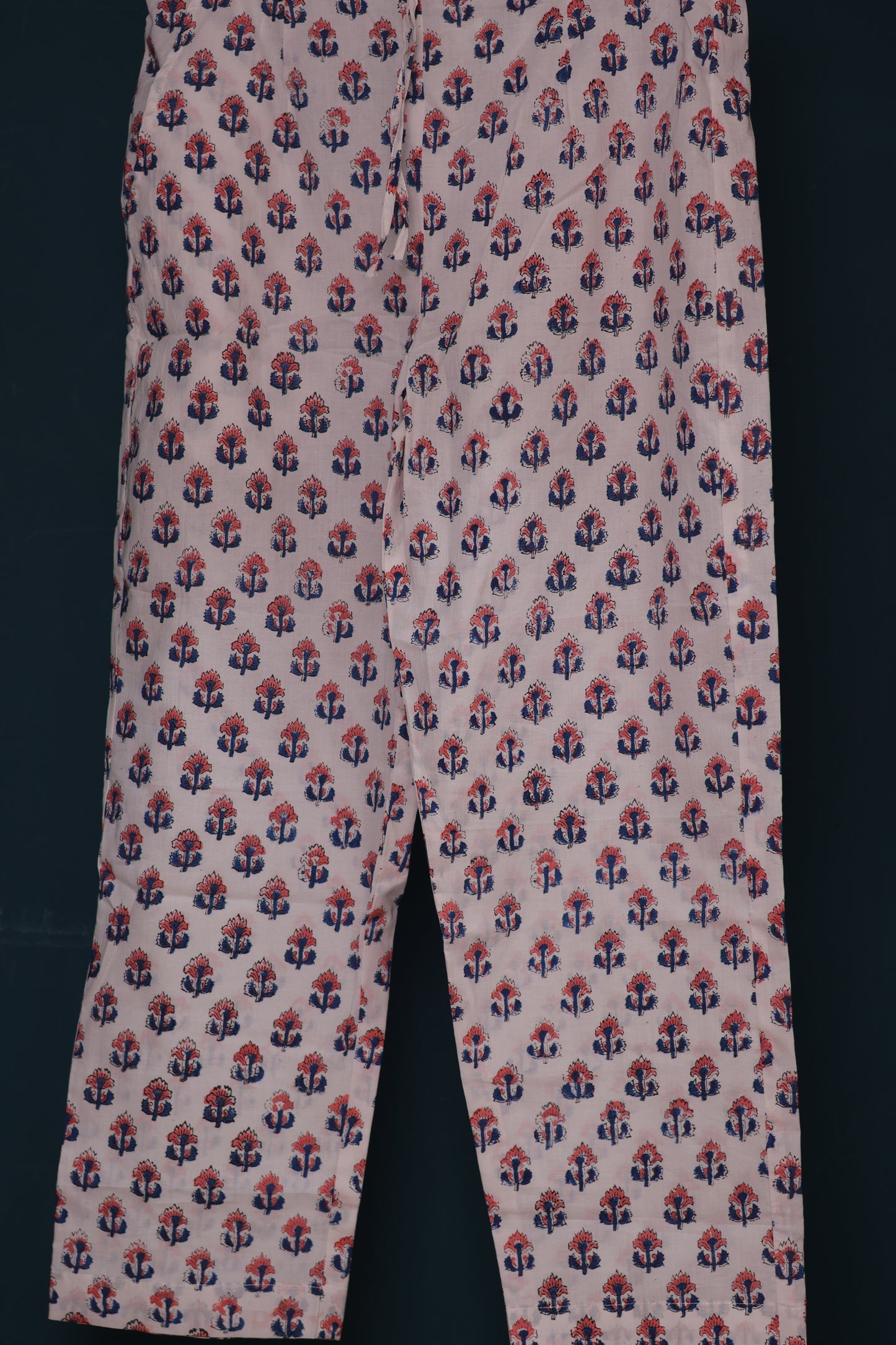 White Handblock printed Pure Mul Cotton with Kota Doria Duppata 3 piece suit (stitched)