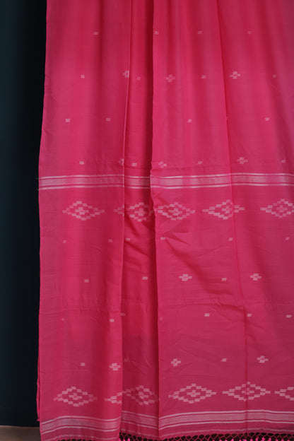 Pink Pure Handwoven Malai Cotton Saree with Butta Weaving