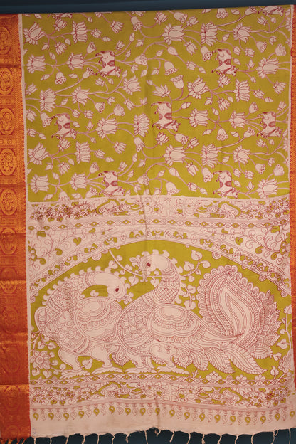 Kanchi Border Kalamkari Chennur Silk Saree