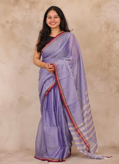 Lavender Narayanpet Cotton Saree | Looms & Tassels