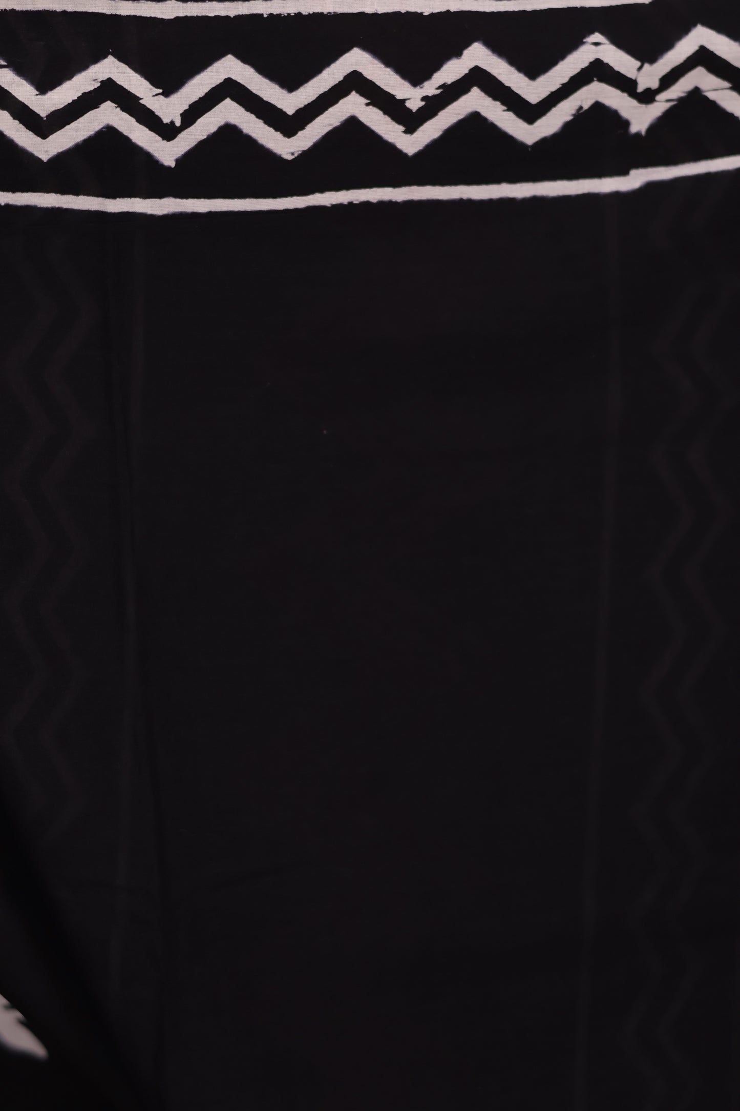 Black Bagru Handblock printed MulMul cotton saree | Looms & Tassels