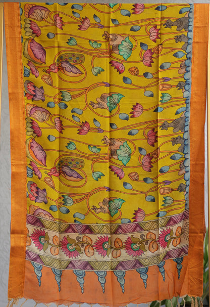 Pen Kalamkari chennur silk duppata