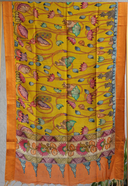 Pen Kalamkari chennur silk duppata
