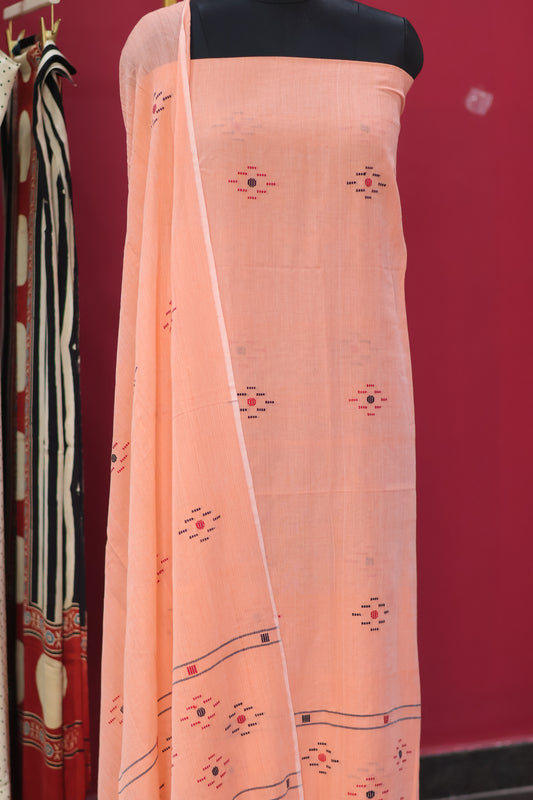 Pastel Handwoven weaving butta pure Malai cotton 2 piece suit sets