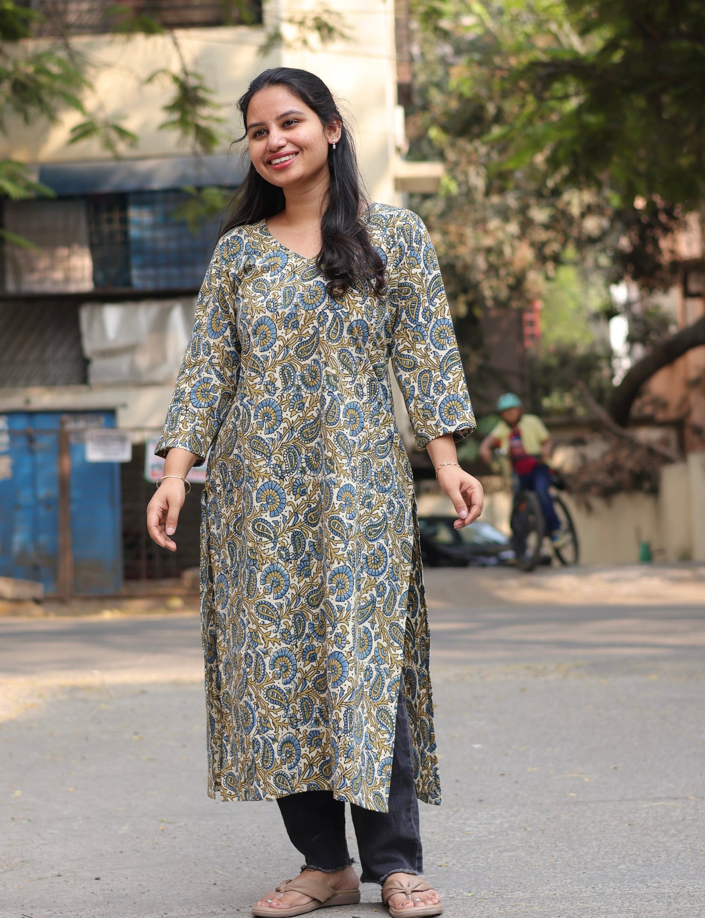 Ajrakh Hand Block Printed Kurti | Looms & Tassels