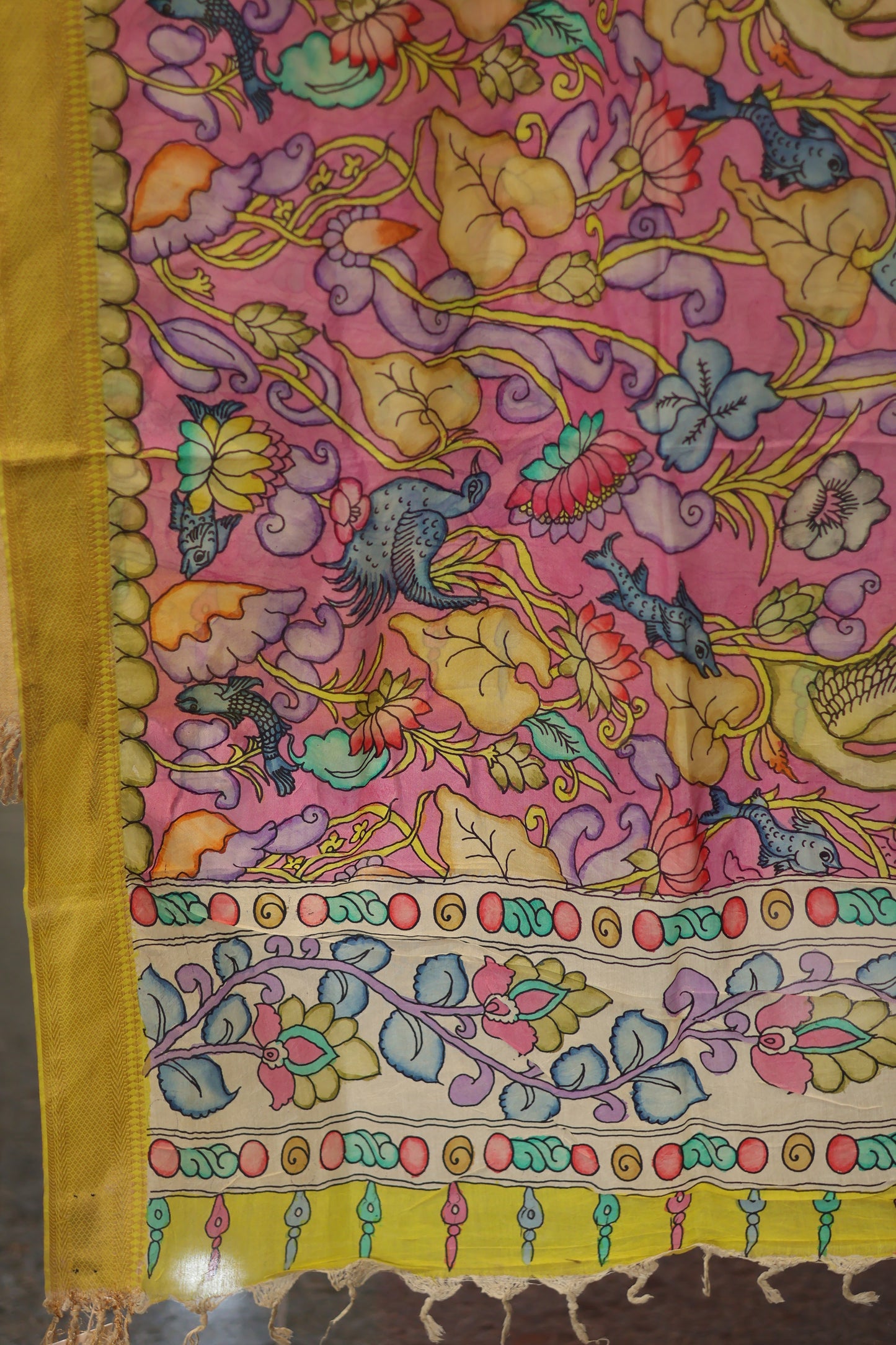 Pen Kalamkari chennur silk duppata