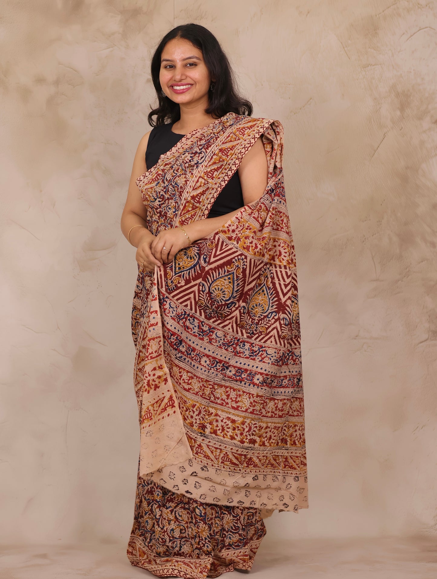 Hand Block Printed Kalamkari Cotton Saree