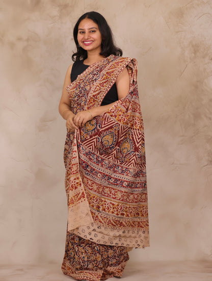 Hand Block Printed Kalamkari Cotton Saree