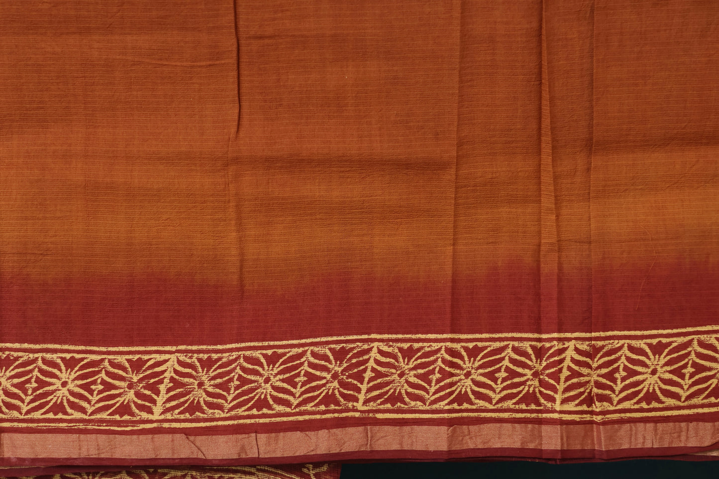 Dual shade Bagru Hand block printed Kota Doria Saree