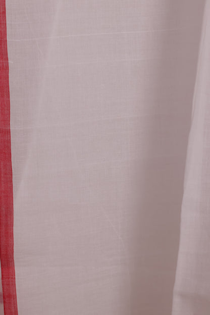 Handwoven Malai Cotton Saree with Butta Weaving | Looms & Tassels
